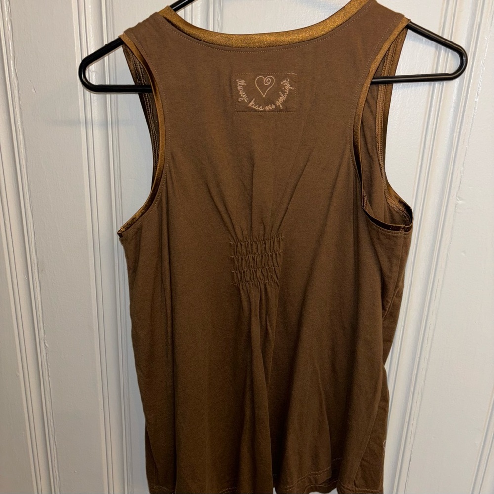 Face Plant Dreams Brown Cotton Satin Trimmed sleep Tank